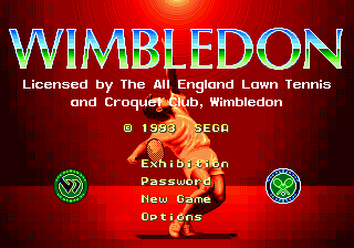Wimbledon Championship Tennis (Genesis) screenshot: Main menu