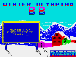 Winter Challenge: World Class Competition (ZX Spectrum) screenshot: Players take it in turns