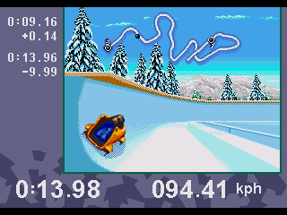 Winter Olympics: Lillehammer '94 (Genesis) screenshot: Bobsled