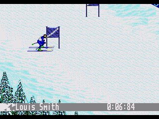 Winter Olympics: Lillehammer '94 (Genesis) screenshot: Missing a gate in Super G