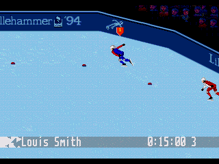 Winter Olympics: Lillehammer '94 (Genesis) screenshot: Short track