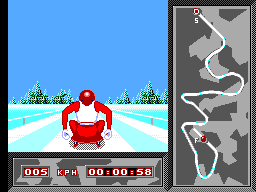 Winter Olympics: Lillehammer '94 (SEGA Master System) screenshot: Bobsleigh. Cool view