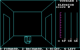 Voyager I: Sabotage of the Robot Ship (DOS) screenshot: Spawned next to an elevator