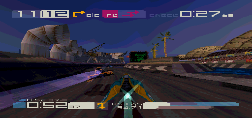 WipEout 3 (PlayStation) screenshot: Despite the increase in resolution and framerate the tracks still feature some neat details.
