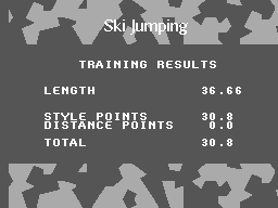 Winter Olympics: Lillehammer '94 (SEGA Master System) screenshot: In training mode, you can view your results