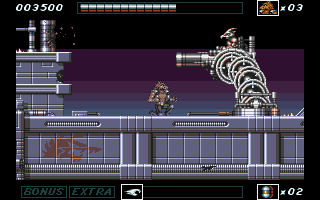 Wolfchild (Atari ST) screenshot: A mid-level boss