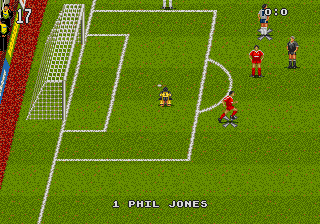 World Trophy Soccer (Genesis) screenshot: Goalie's ball