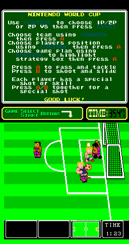 Nintendo World Cup (Arcade) screenshot: Keeper saved.