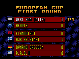 World Trophy Soccer (Genesis) screenshot: Results