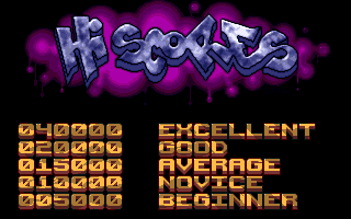 X-It (Amiga) screenshot: High-score table