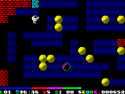 Your Sinclair 6-Pack March 1991 (ZX Spectrum) screenshot: The flashing exit means all gems collected - 36/36, you see