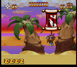 Zero the Kamikaze Squirrel (SNES) screenshot: Stage clear