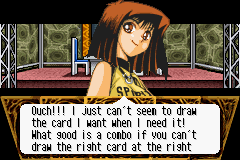 Yu-Gi-Oh!: Worldwide Edition - Stairway to the Destined Duel (Game Boy Advance) screenshot: Your opponent's last words (until the next battle)