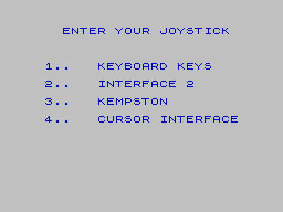 Zorro (ZX Spectrum) screenshot: Control selection