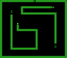 Blockade (Arcade) screenshot: Player 2 kills himself by going backwards