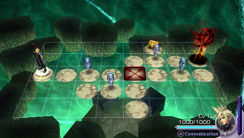 Dissidia: Final Fantasy (PSP) screenshot: This is one of the story maps. It feels like chess doesn't it? :)