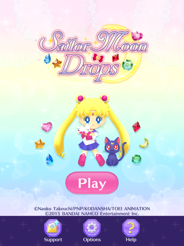Sailor Moon Drops (iPad) screenshot: Title and main menu