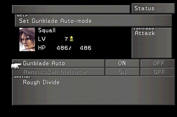 Final Fantasy VIII (PlayStation) screenshot: Weapons menu