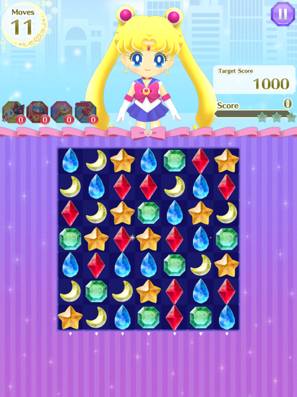 Sailor Moon Drops (iPad) screenshot: Level 1