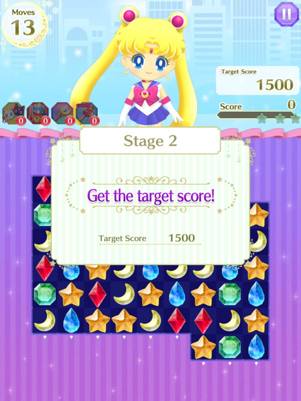 Sailor Moon Drops (iPad) screenshot: Level 2's goals