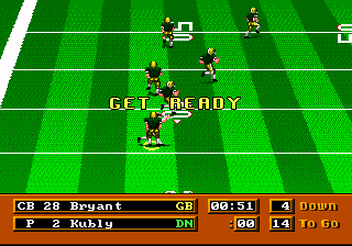 Mike Ditka Ultimate Football (Genesis) screenshot: The player has a few moments to read the blockers and choose the best return path