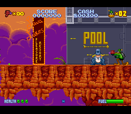 Daffy Duck: The Marvin Missions (SNES) screenshot: Entering the Lava Lakes Pleasure Resort