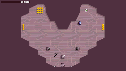 N+ (PSP) screenshot: These platforms exhibit buoyancy and help mr. Ninja get the square coins