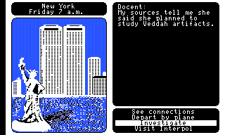 Where in the World Is Carmen Sandiego? (TRS-80 CoCo) screenshot: New York