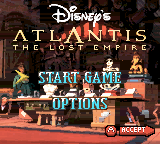 Disney's Atlantis: The Lost Empire (Game Boy Color) screenshot: Main menu
