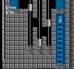 Air Fortress (NES) screenshot: Inside a tube in the Air Fortress. Watch out for those grinders!