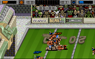 Brutal Sports Football (Amiga CD32) screenshot: Players are piling up.