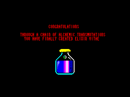 Elixir Vitae (ZX Spectrum) screenshot: Game completed