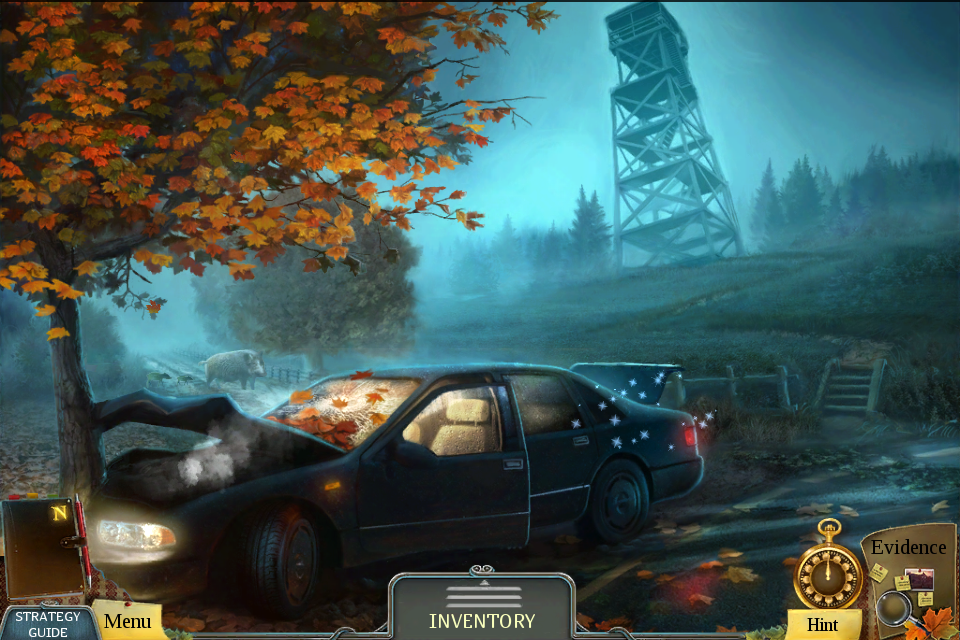 Enigmatis: The Ghosts of Maple Creek (Collector's Edition) (iPhone) screenshot: I opened the trunk and now it is a hidden object area