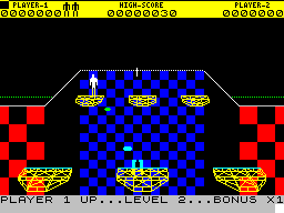 Discs of Death (ZX Spectrum) screenshot: Getting hit