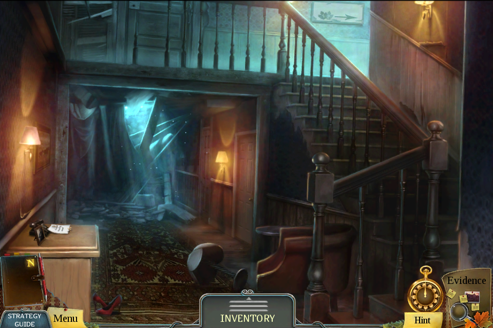 Enigmatis: The Ghosts of Maple Creek (Collector's Edition) (iPhone) screenshot: Inside the boarding house