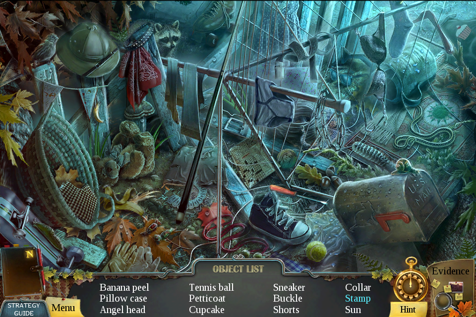 Enigmatis: The Ghosts of Maple Creek (Collector's Edition) (iPhone) screenshot: Searching the hidden object area