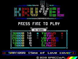 Krunel (ZX Spectrum) screenshot: High score table