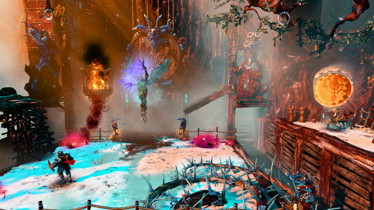Trine 3: The Artifacts of Power (Windows) screenshot: Fighting some flying trees (...eh?)