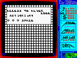The Planets (ZX Spectrum) screenshot: Weird:<br> Access to alien code. With a Galactic Rosetta stone it would be much easier.