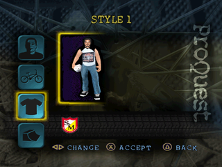 Dave Mirra Freestyle BMX: Maximum Remix (PlayStation) screenshot: Style selection