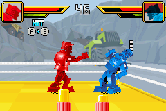 Rock 'Em Sock 'Em Robots (Game Boy Advance) screenshot: Blue gets hit
