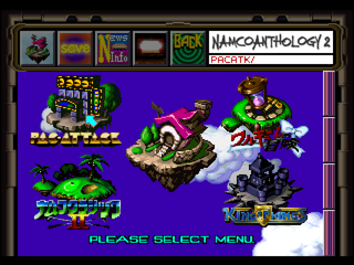 Namco: Anthology 2 (PlayStation) screenshot: The main menu resembles a web browser.