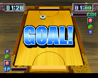 Air Hockey (PlayStation) screenshot: 2 seconds in to the game, and there's already scoring.