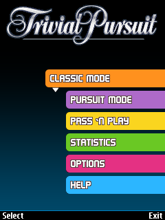 Trivial Pursuit (J2ME) screenshot: Main menu