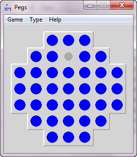 Pegs (Windows) screenshot: Starting a game (Octagon-Board)