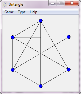Untangle (Windows) screenshot: A 6 knots game - that's easy