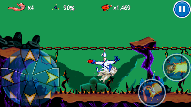 Earthworm Jim: Special Edition (J2ME) screenshot: Getting bitten by this "thing"