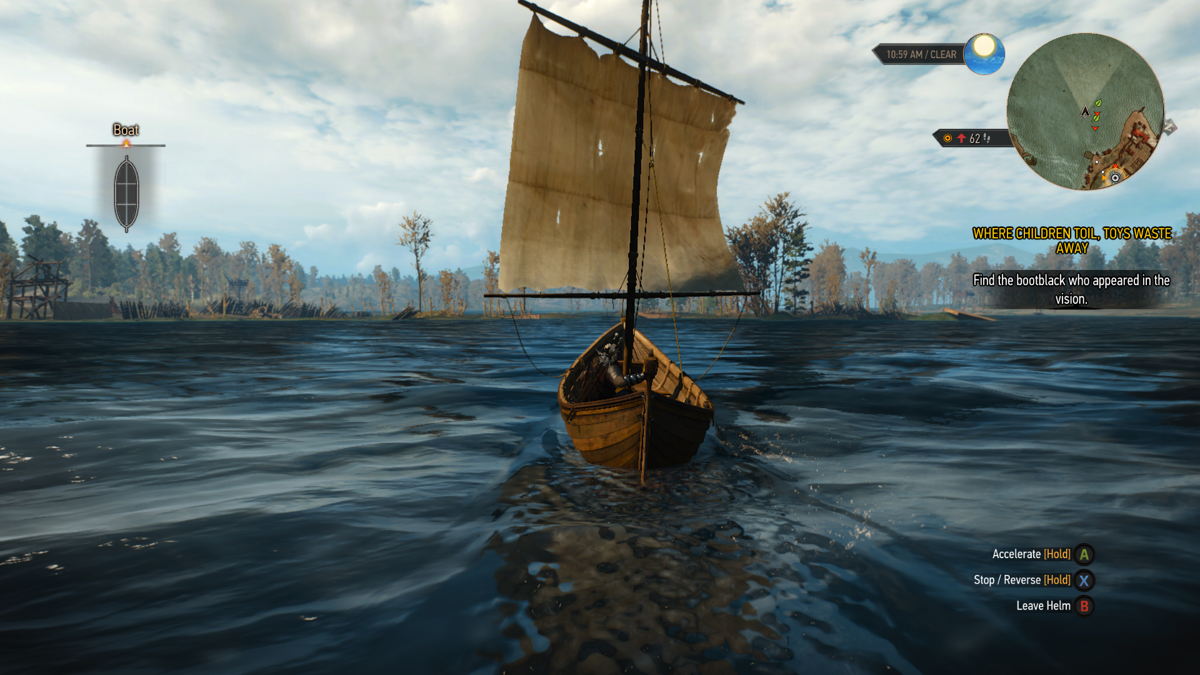 The Witcher 3: Wild Hunt (Xbox One) screenshot: Players can also use boats to travel across big bodies of water