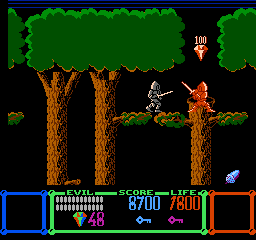 Wizards & Warriors (NES) screenshot: Kuros cannot pass until he's collected 100 gems. (Japanese Version)