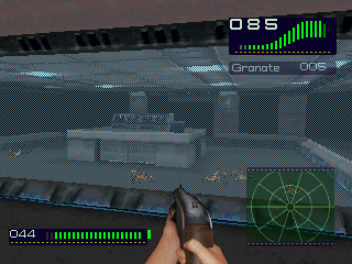 Alien Trilogy (SEGA Saturn) screenshot: Episode 1 - The Colony ~ Science labs. Saturn has always had trouble doing transparency...